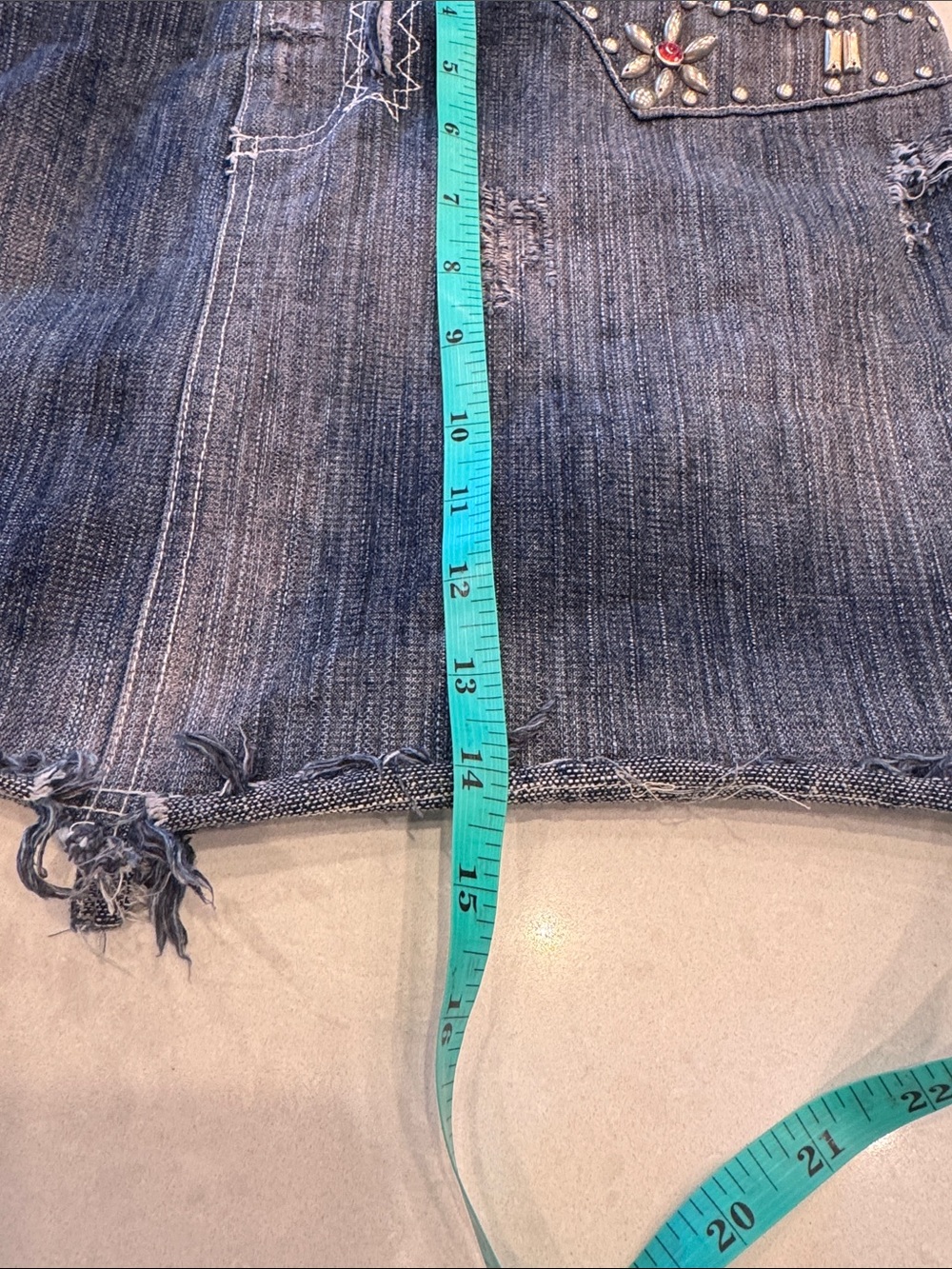 Double D Ranch Blue Denim Mini Skirt with Studs & Embroidery - Picture 4 of 11